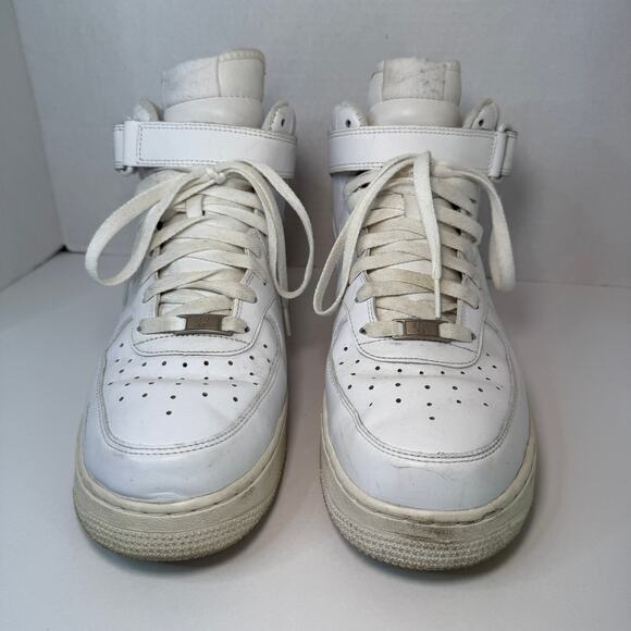 Nike Air Force 1 Mid Sneaker Shoes Triple White Men\'s Size 12 315123-111 main image 4